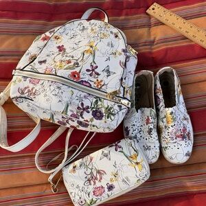 Floral Backpack, Wallet, and Sneakers Set